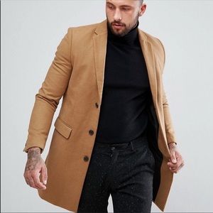 Hm Camel Wool Coat Mens Overcoat Size 